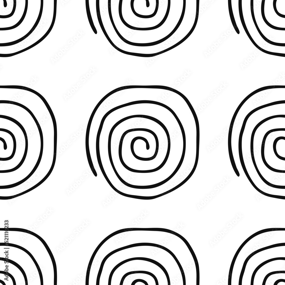 Seamless patterns, hand drawn spirals, shades of gray Seamless patterns, hand drawn spirals, shades of gray