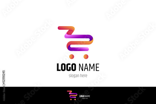 shopping cart line art logo