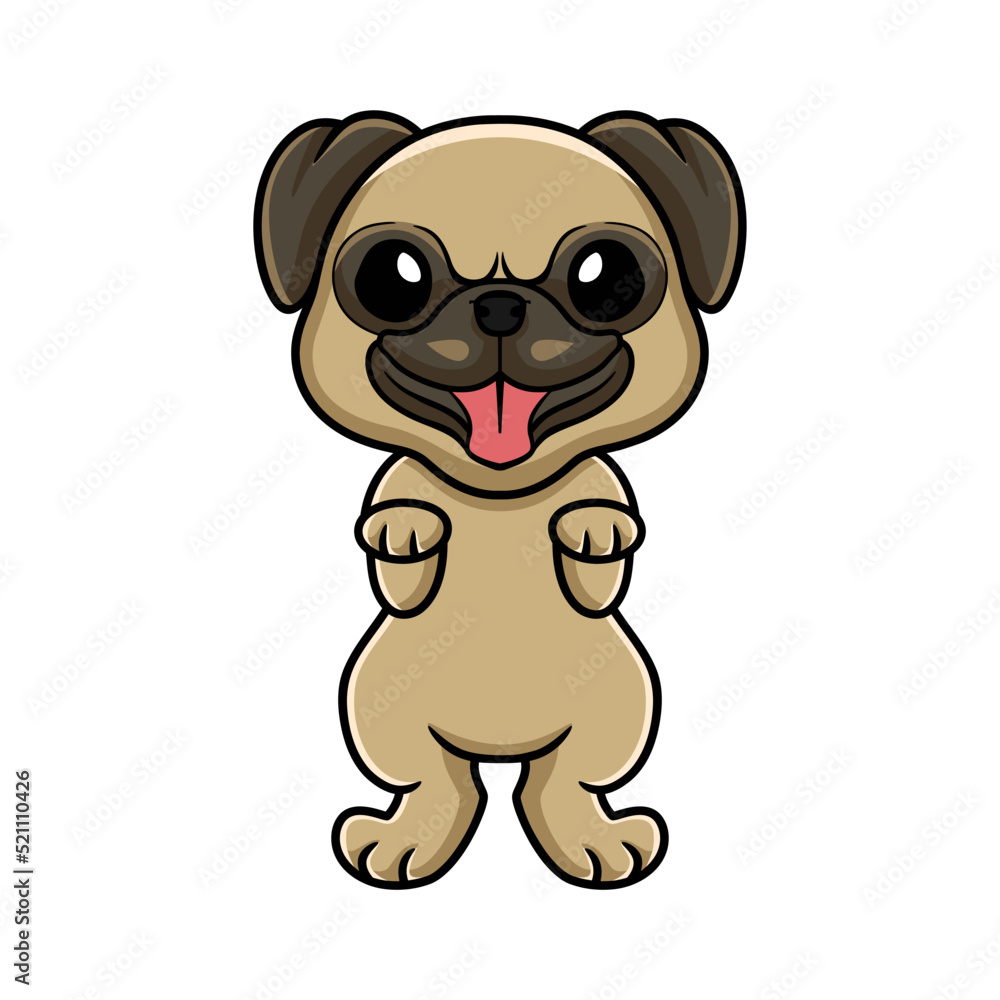 Fototapeta premium Cute little pug dog cartoon posing