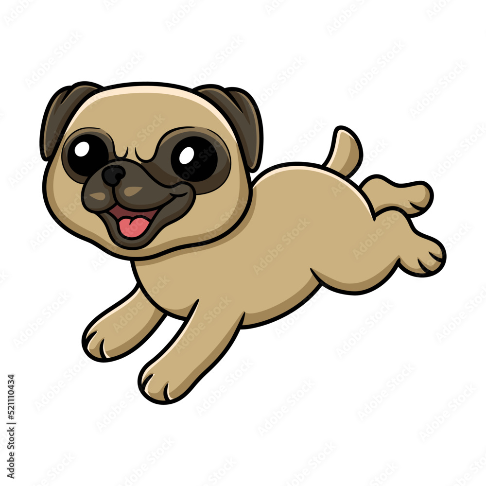 Obraz premium Cute little pug dog cartoon jumping