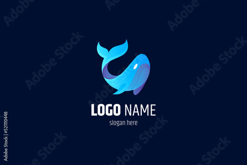 blue whale, animal logo design template