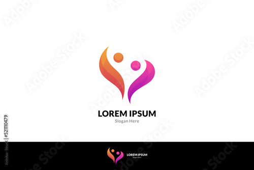two people, social relationship, friendship, family care logo template