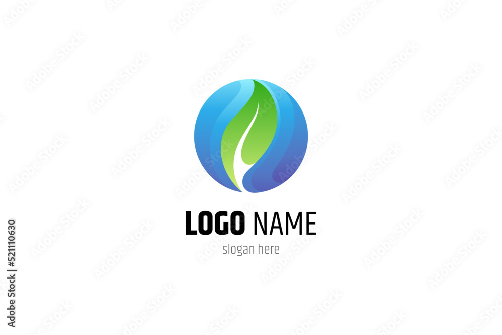 Fototapeta premium green earth, environmentally, globe logo with leaf inside
