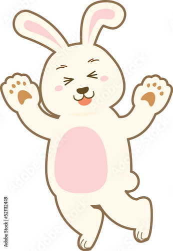 Hailing and rejoicing rabbit (white) 2023