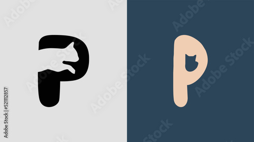Initial Letters P Cat Logo Designs Bundle.