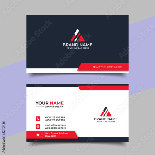 Red modern creative business card and name card horizontal simple clean template vector design