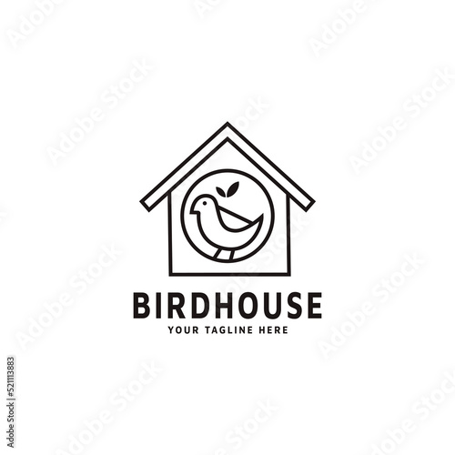 Vintage bird house vector illustration logo design