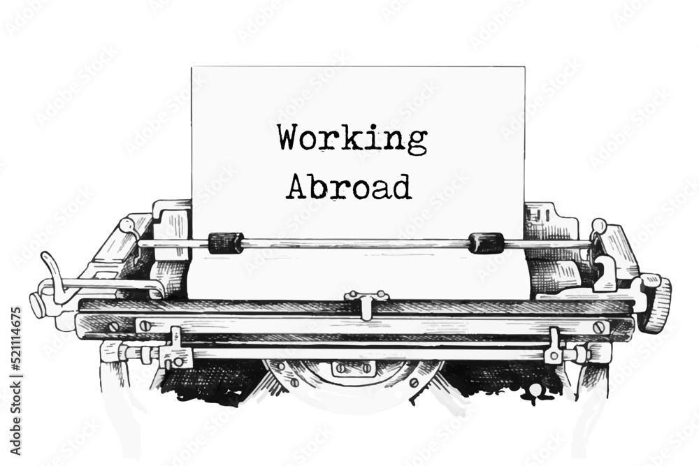 Text Working Abroad typed on retro typewriter
