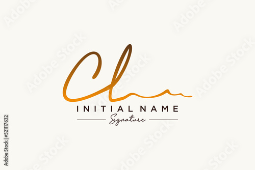 Initial CL signature logo template vector. Hand drawn Calligraphy lettering Vector illustration.