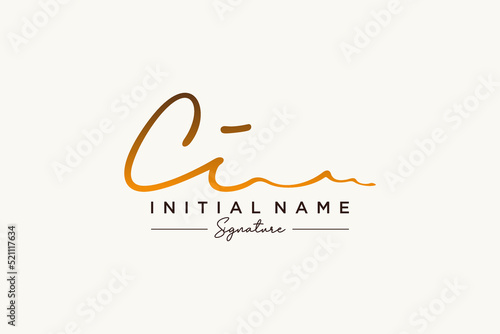 Initial CI signature logo template vector. Hand drawn Calligraphy lettering Vector illustration.