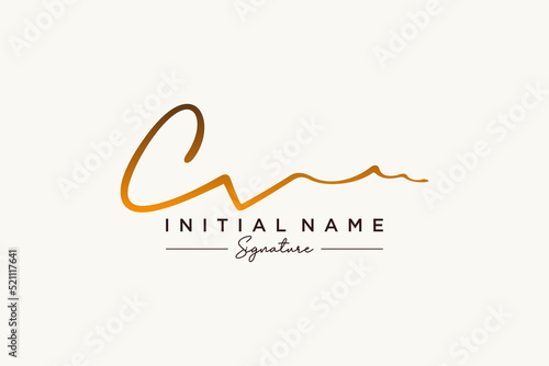 Initial CV signature logo template vector. Hand drawn Calligraphy lettering Vector illustration.