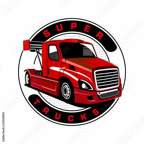 semi trucks red sport racing illustration design logo icon vector	