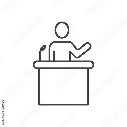 Orator speaking from tribune icons  symbol vector elements for infographic web