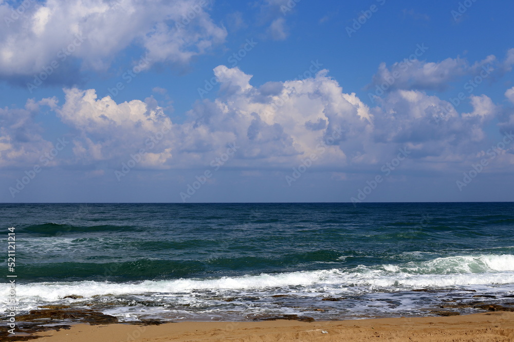 Coast of the Mediterranean Sea in northern Israel.