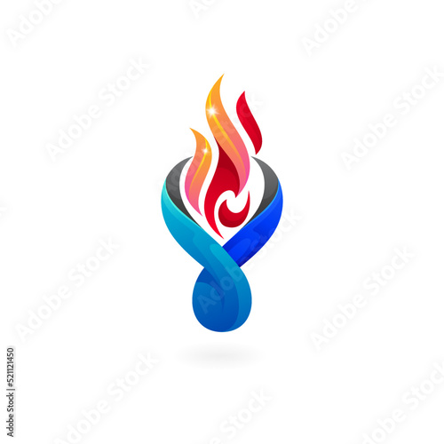 Fire logo design vector, torch fire logo, 3d stye