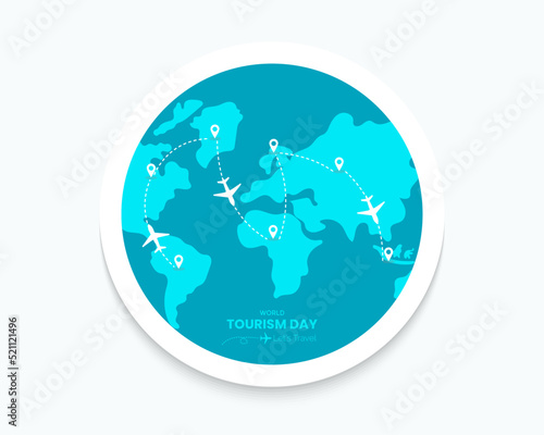 World Tourism Day With Map Flat