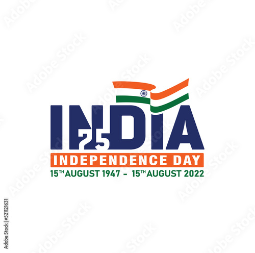 New Delhi, India - August 15, 2022: India Independence Day. 75 Years Anniversary. Jubilee. Vector Logo.