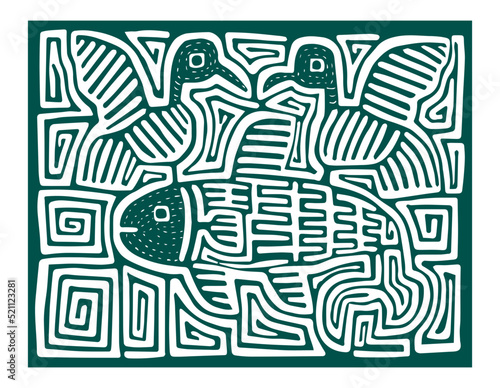 Panama Mola of Panama travel SVG vector green