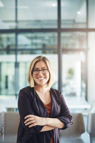 Obraz na plátne Confident manager, leader and creative boss with her arms crossed in a powerful, assertive and proud stance