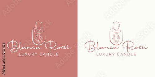 Botanical Floral element Hand Drawn  Simple candle light logo design vector