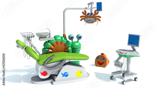 Dental Station for Kids 3D rendering on white background