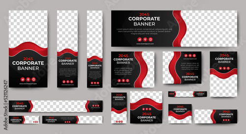 set of corporate web banners of standard size with a place for photos. Vertical, horizontal and square template
