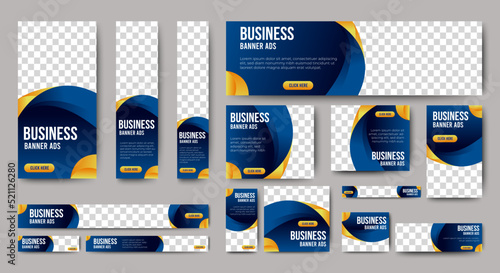 Abstract banner design web template Set, Horizontal header web banner. Modern Gradient Blue cover header background for website design, Social Media Cover ads banner, flyer, invitation card