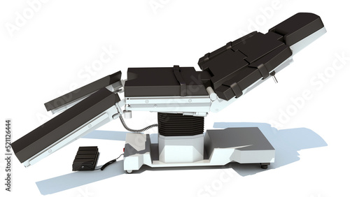 Operating Table medical equipment 3D rendering on white background