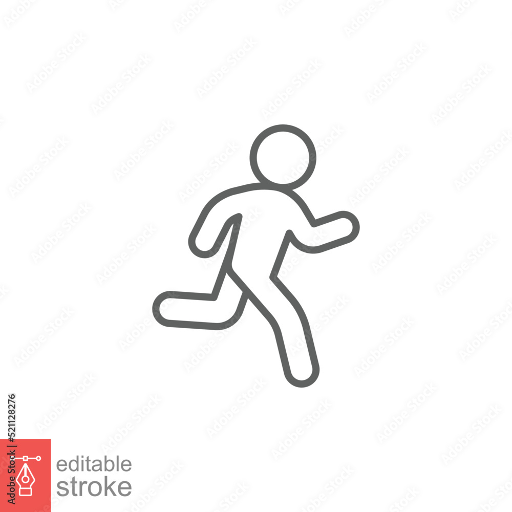 Runner icon. Simple outline style. Man run fast, race, sprint, sport concept. Thin line vector illustration isolated on white background. Editable stroke EPS 10.