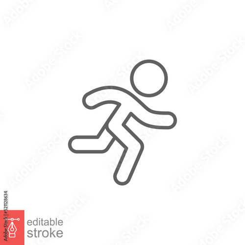 Runner icon. Simple outline style. Man run fast  race  sprint  sport concept. Thin line vector illustration isolated on white background. Editable stroke EPS 10.