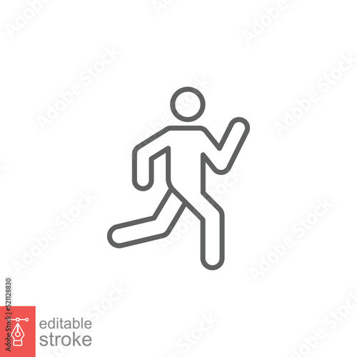 Runner icon. Simple outline style. Man run fast  race  sprint  sport concept. Thin line vector illustration isolated on white background. Editable stroke EPS 10.