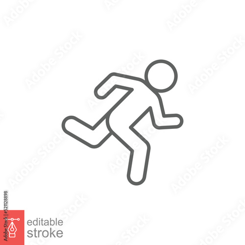 Runner icon. Simple outline style. Man run fast, race, sprint, sport concept. Thin line vector illustration isolated on white background. Editable stroke EPS 10.