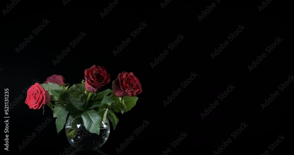 Glass vase for roses. A nice glass vase full of gently red roses in the night. Glass vase for roses. A nice glass vase full of gently red roses in the night.