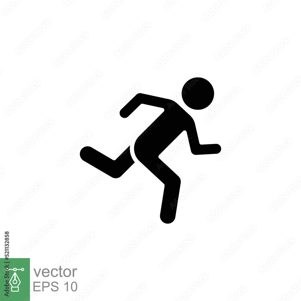Runner icon. Simple solid style. Man run fast, race, sprint, sport concept. Glyph vector illustration isolated on white background. EPS 10.