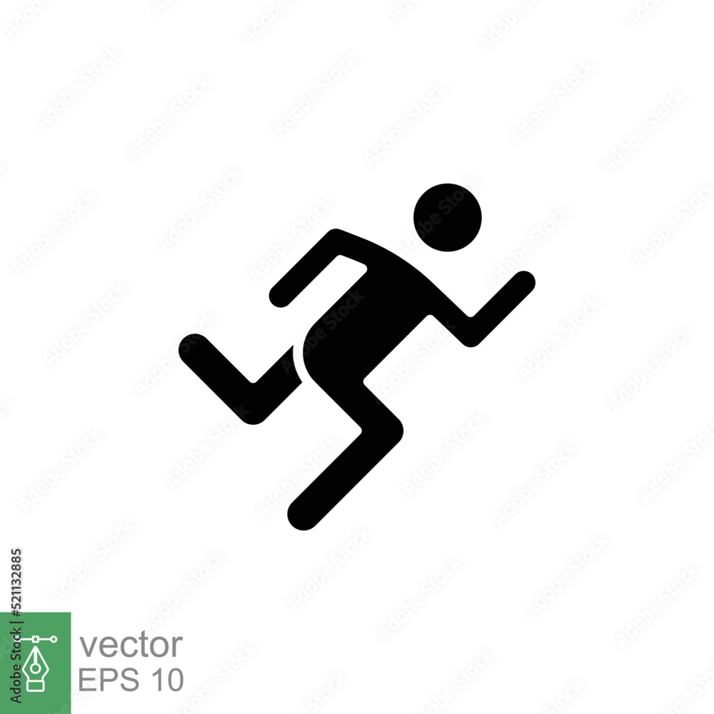 Runner icon. Simple solid style. Man run fast, race, sprint, sport concept. Glyph vector illustration isolated on white background. EPS 10.