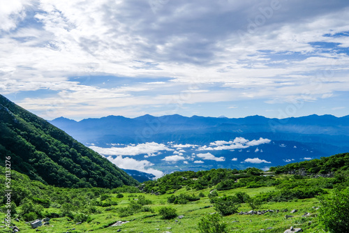 長野県中央アルプス木曽駒ヶ岳からの景色