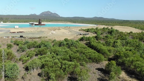 Aerial drone view of surf lakes world largest wave pool equipped with five waves technology for all skill levels and surf craft, Australia photo