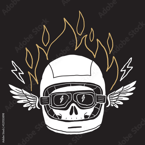 Vintage skull biker with helmet vector stock
