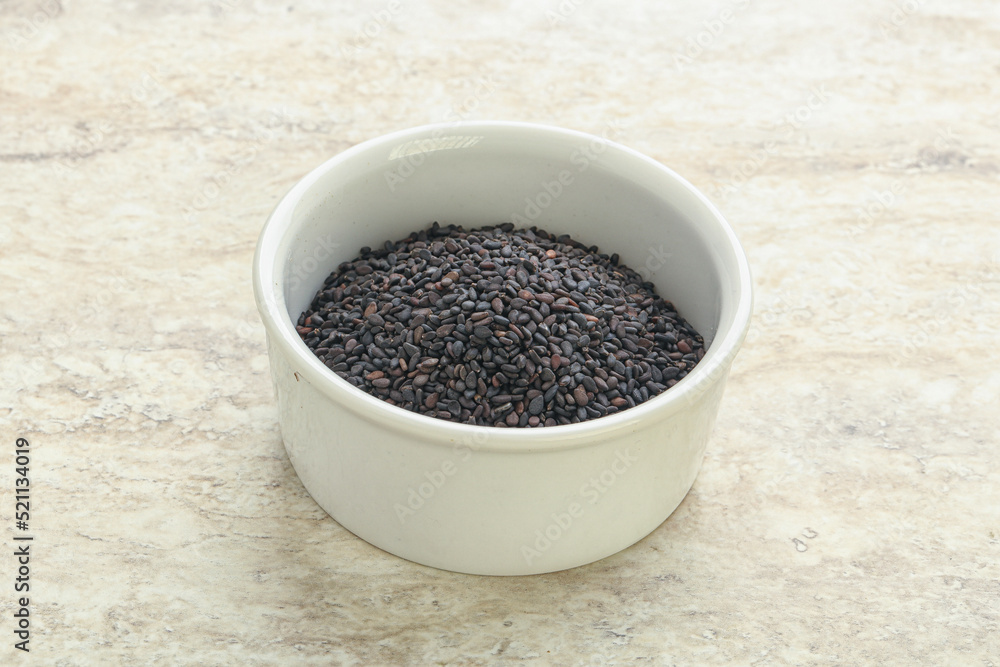 Black sesame seeds in the bowl Black sesame seeds in the bowl