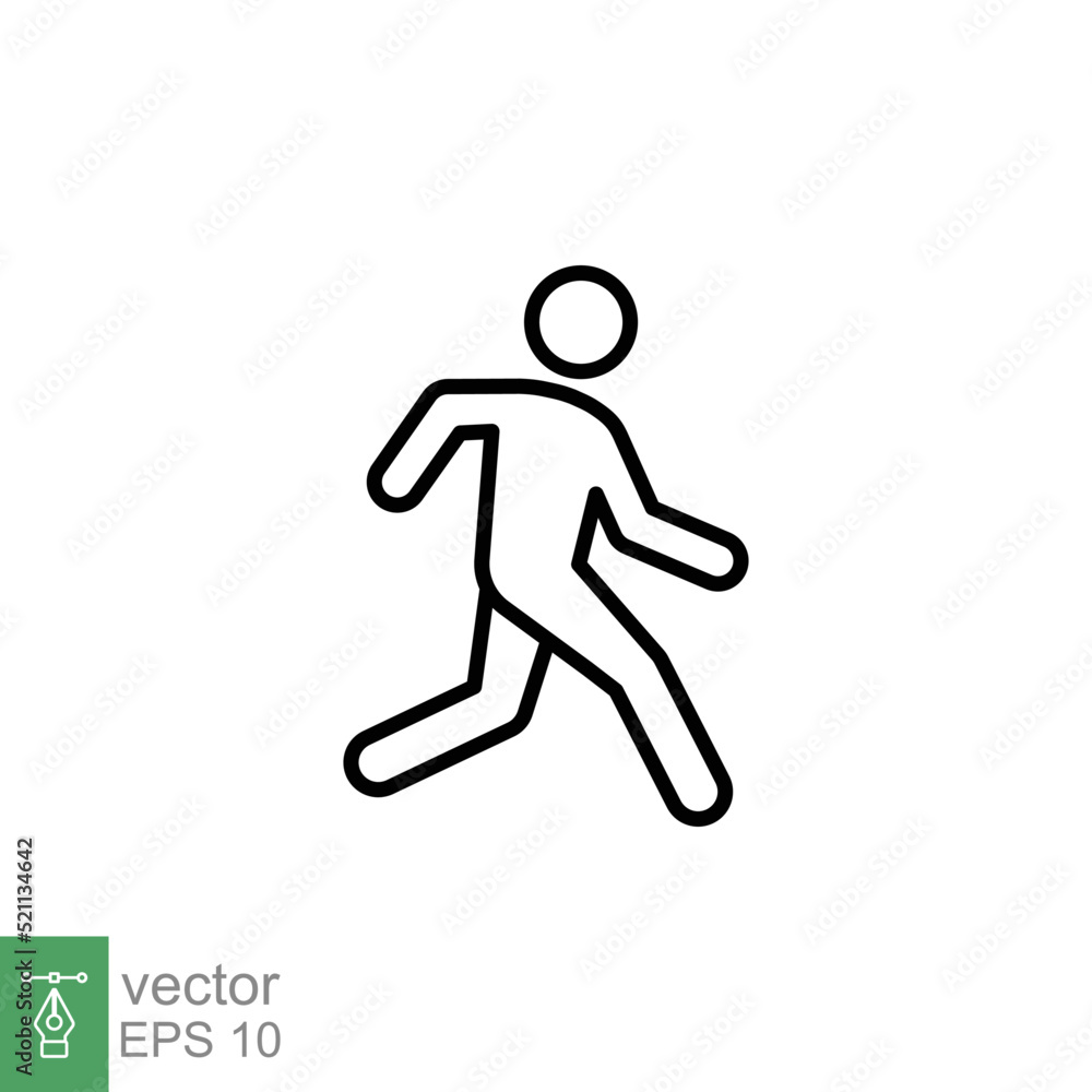 Runner icon. Simple outline style. Man run fast, race, sprint, sport concept. Thin line vector illustration isolated on white background. EPS 10.