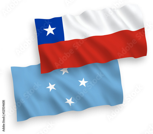 Free Download National vector fabric wave flags of Federated States of Micronesia and Chile isolated on white background. 1 to 2 proportion. - GFXLoad
