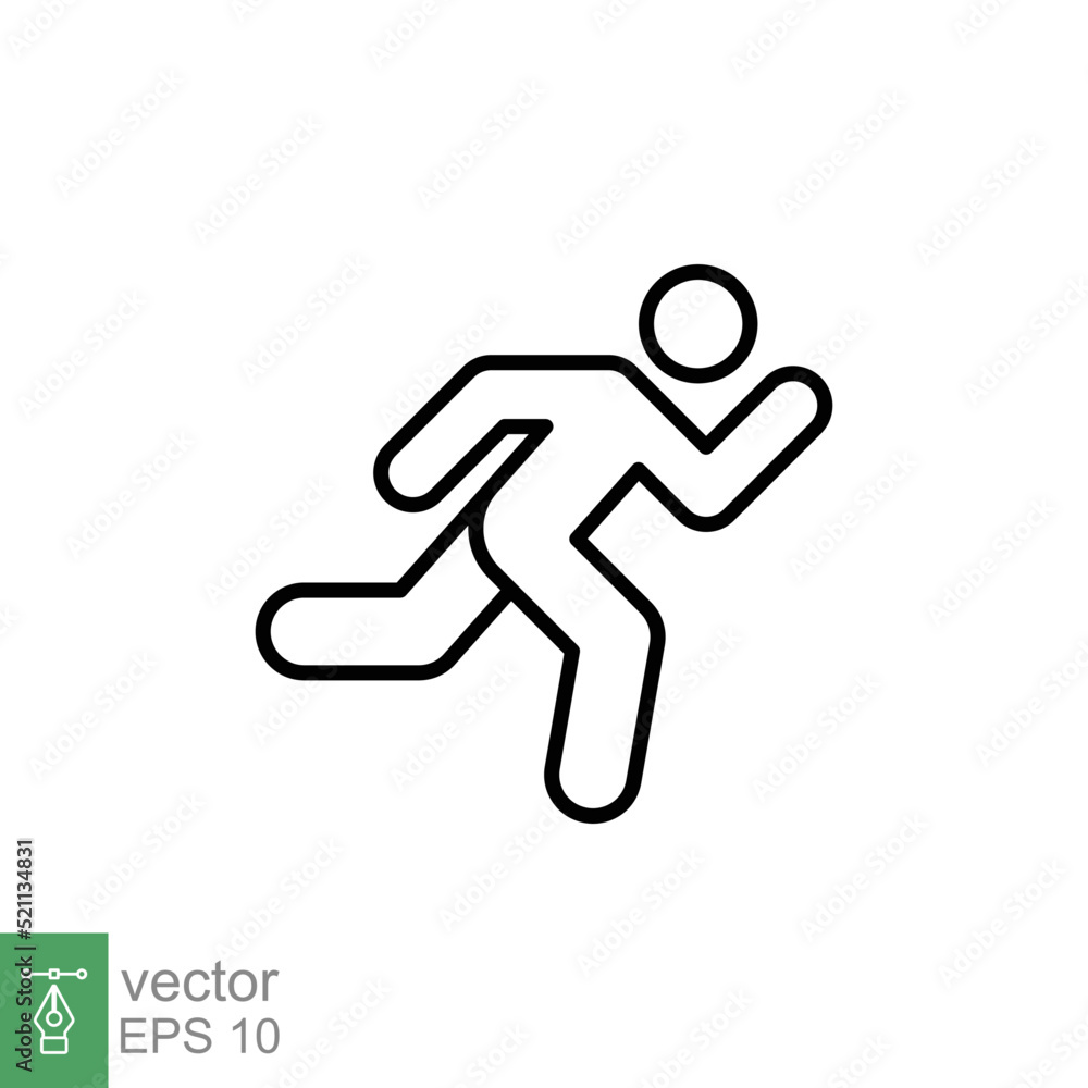 Runner icon. Simple outline style. Man run fast, race, sprint, sport concept. Thin line vector illustration isolated on white background. EPS 10. Runner icon. Simple outline style. Man run fast, race, sprint, sport concept. Thin line vector illustration isolated on white background. EPS 10.