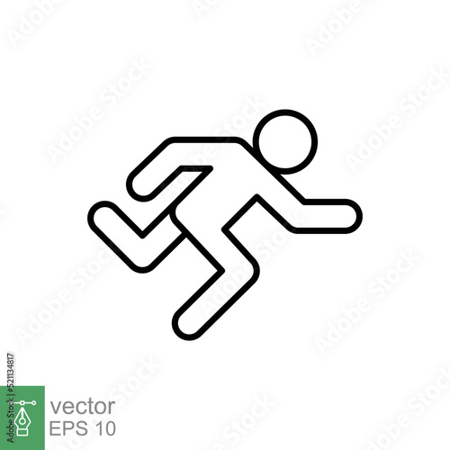 Runner icon. Simple outline style. Man run fast, race, sprint, sport concept. Thin line vector illustration isolated on white background. EPS 10. © Ysclips
