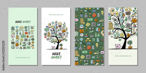 Make money, investment concept art for your business. Creative ideas for cards, banner, web, promotional materials. Corporate identity template. Vector illustration