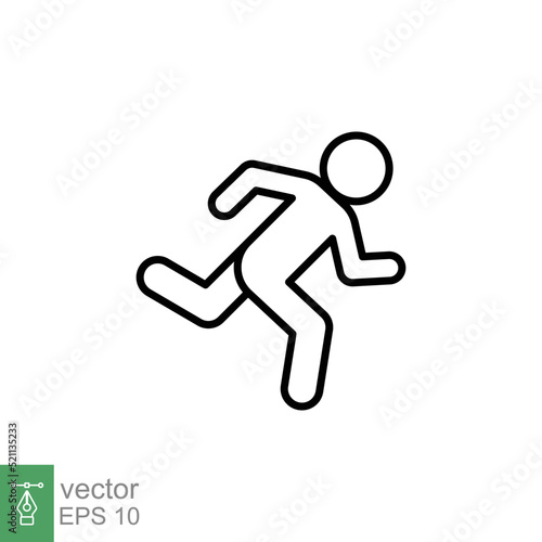 Runner icon. Simple outline style. Man run fast  race  sprint  sport concept. Thin line vector illustration isolated on white background. EPS 10.