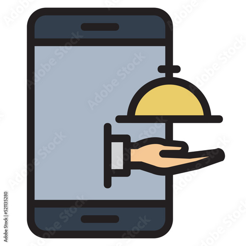 Food delivery , Online Delivery Service filled outline icon.