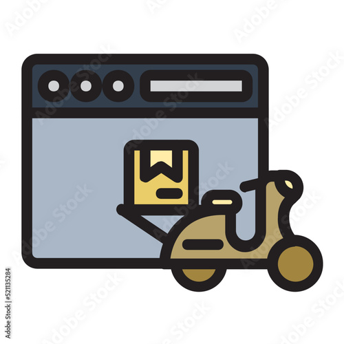 Online delivery , Online Delivery Service filled outline icon.
