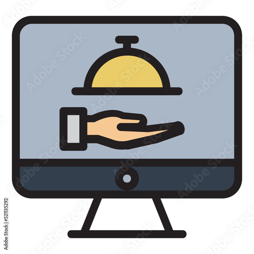 Food delivery , Online Delivery Service filled outline icon.