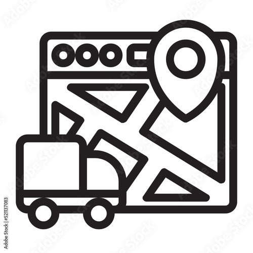 Location delivery , Online Delivery Service outline icon.