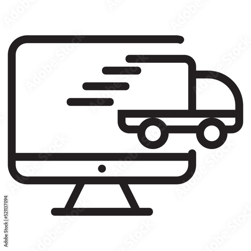 Truck delivery , Online Delivery Service outline icon.